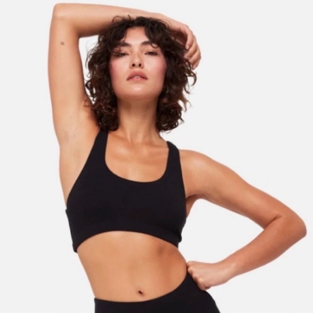 NWT Mate the Label organic cotton spandex black racerback pullover sports bra